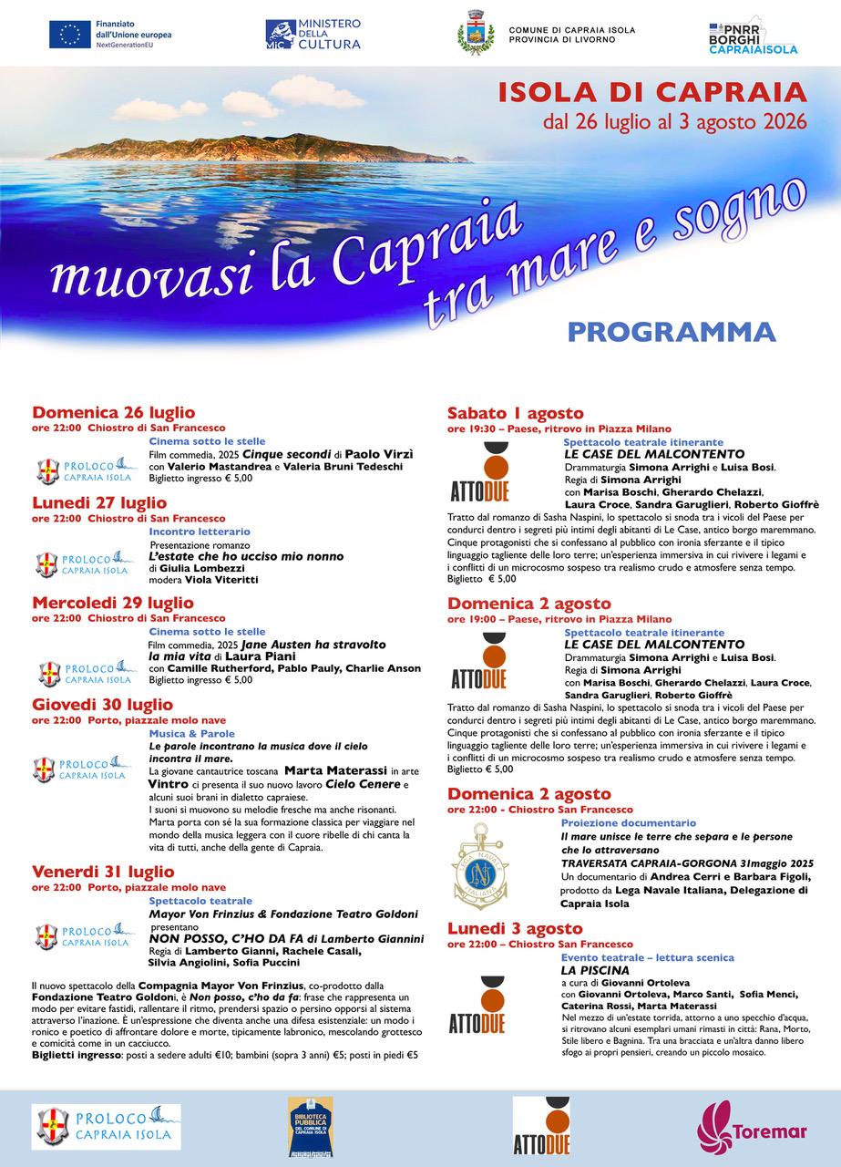 Festival "Muovasi la Capraia tra mare e sogno" - Musica e parole - Le parole incontrano la musica dove il cielo incontra il mare - di Marta Materassi